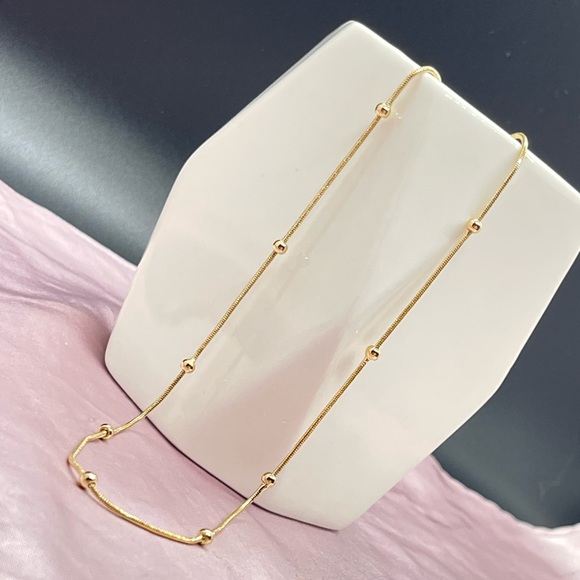 18k Gold Filled Beaded Snake Necklace 18" or 20” long ✨ - Picture 3 of 14